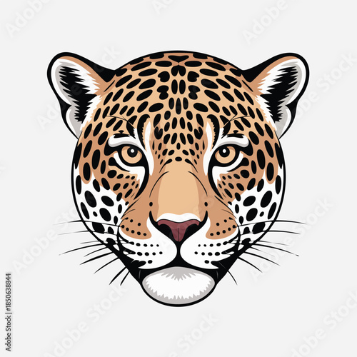 Leopard Head Portrait with Intense Stare.