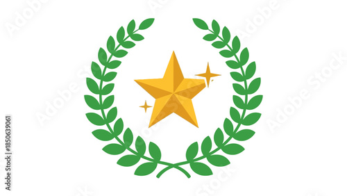 A symbolic representation of excellence featuring a golden star surrounded by a laurel wreath