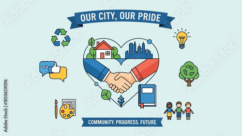 Community Unity and Progress in Our City with Hands Together in a Heart Shape