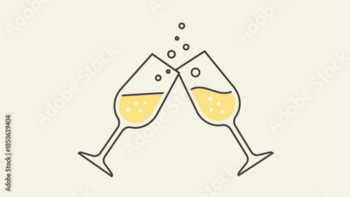 Celebratory champagne glasses clinking in a toast with bubbly drinks, symbolizing joy and festivity