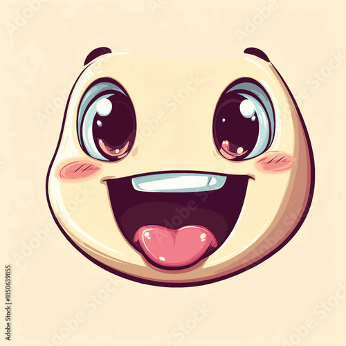 Cartoon face with tongue out , vector style simple color
