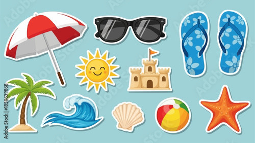 Summer Beach Vacation Objects Collection.