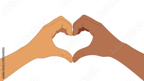 Two hands forming a heart shape symbolizing love and unity in a graphic illustration