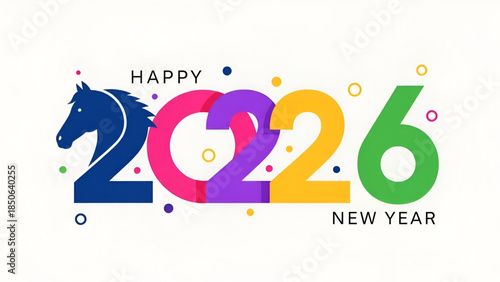 Chinese zodiac horse year illustration for 2026 new year celebration inspired by lunar calendar spring festival tradition modern graphic design colorful typography cultural symbolism creativity