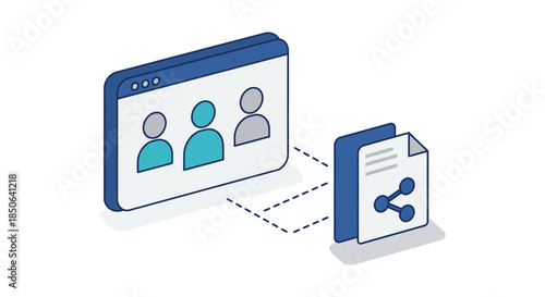 online team collaboration sharing document icon flat business illustration of people and file connection for remote project workflow