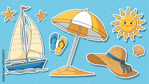 Summer Beach Vacation Elements Collection.