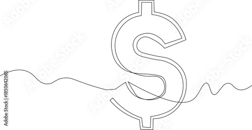 One line continous sign symbol isolated on a white background.
Drowning Dollar Submerged Economy
