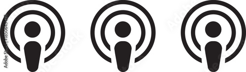 Apple Podcast App Icon in Gradient Purple. Flat logo options for audio streaming, mobile interface, and media branding design. digital editorial social media icon vector. A collection of podcast icons