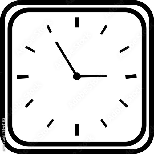 Clock icon with analog wall clocks and stopwatch timer symbols in black line and outline style, time measurement watch pictogram pack for schedule alarm countdown UI design