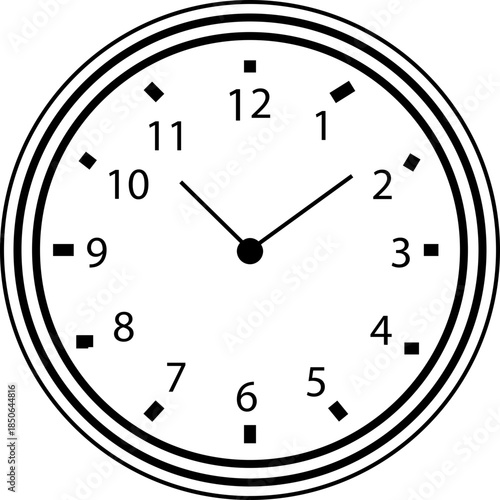 Clock icon with analog wall clocks and stopwatch timer symbols in black line and outline style, time measurement watch pictogram pack for schedule alarm countdown UI design