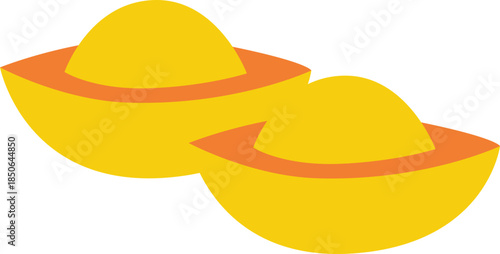 Traditional Chinese gold ingot or yuanbao illustration representing wealth, success, and prosperity during Lunar New Year celebrations.