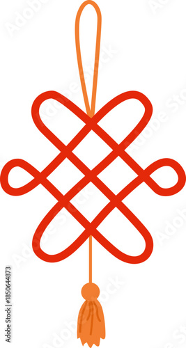 Traditional Chinese lucky charm ornament illustration used during Lunar New Year celebrations to symbolize happiness, protection, and prosperity. Flat vector style for cultural and festive designs.