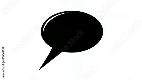 ツヤ感のある黒いスピーチバブル モノトーンのメッセージアイコン