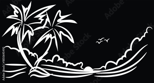 tropical island with palm trees