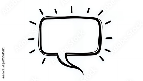 キラキラした強調スピーチバブル 手描きラインのデザイン枠