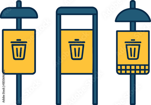 Three Trash Can Icons for Public Waste Management Solutions