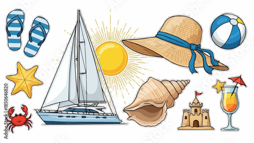 Summer Beach Vacation Elements Collection.