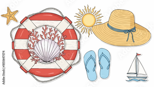 Summer Beach Vacation Essentials Collection.