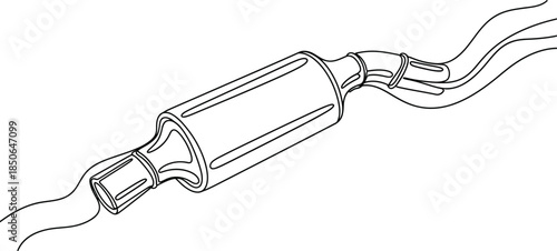 Exhaust system diagram showing muffler and pipes in a clean line drawing
