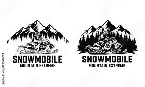 Snowmobile mountain extreme logo design
