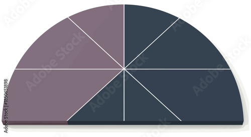 semicircle pie chart infographic with segmented wedges flat design business template for data visualization analytics presentation