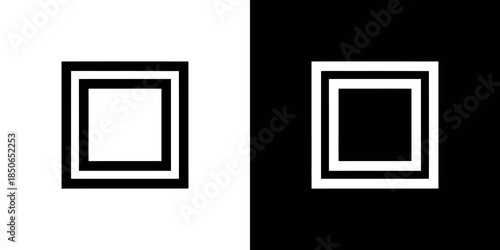 A stark contrast nested squares on a divided black and white background