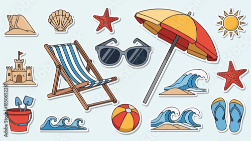 Beach Vacation Summer Holiday Objects Collection.