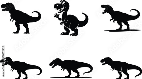 Detailed vector illustration of a majestic tyrannosaurus rex in a striking silhouette on transparent background