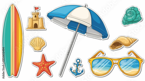Beach Vacation Summer Fun Objects Collection.