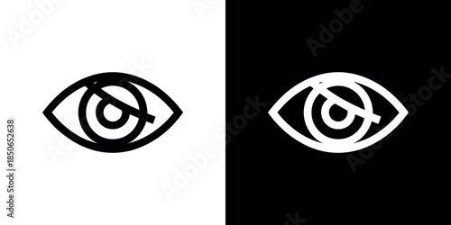 A striking visual contrast eyes with a central circle and slash symbol