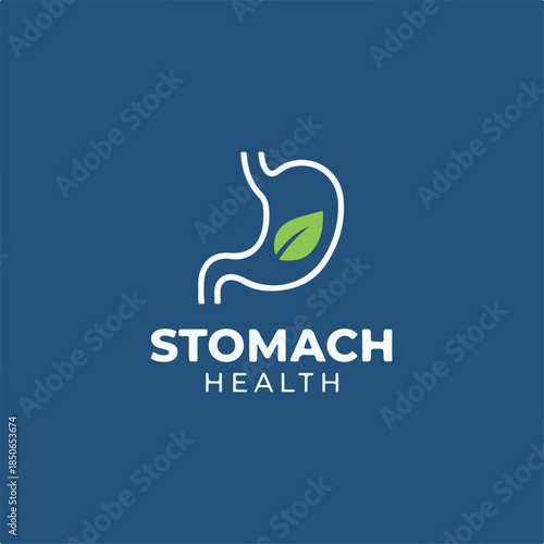 Stomach vector logo isolated on blue background.eps