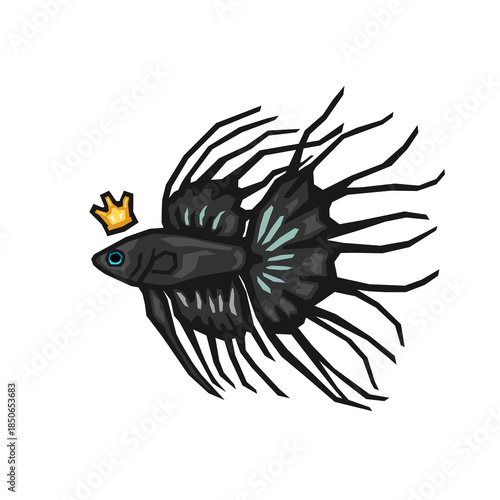 Betta fish, Rare king crown tail with golden crown vector