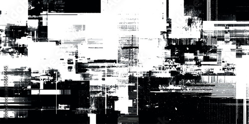 Abstract distorted black white motion glitch overlay effect distress texture white, and varying shades of gray.