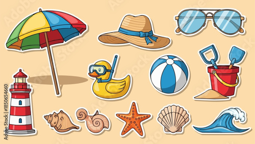 Collection of Beach and Summer Vacation Items.