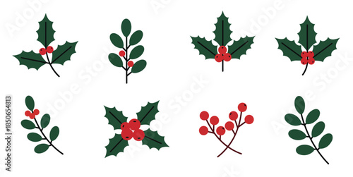 festive holly and berry sprigs for holiday decorations