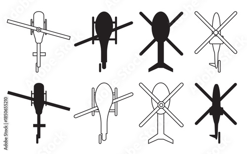 helicopter vector icon set aircraft illustration sign