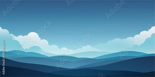 Mountain landscape with clouds at sunset, a view of nature's beauty across the valley and horizon