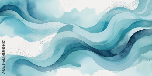Abstract blue wave pattern with flowing liquid lines for a water ocean background design