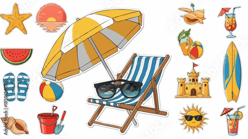 Beach Vacation Scene with Relaxing Elements and Summer Fun.