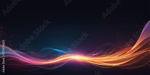 Abstract fractal design background featuring glowing blue and orange lines, smoke, and dynamic light energy