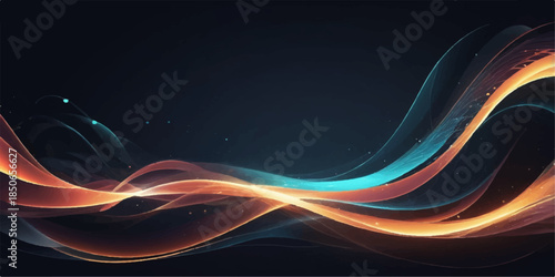 Abstract fractal smoke pattern with dynamic light curves, a science and art technology design illustration