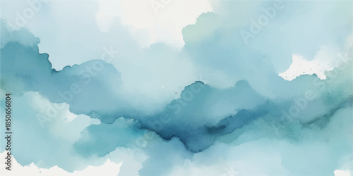 Bright blue sky with fluffy white cumulus clouds on a clear summer day