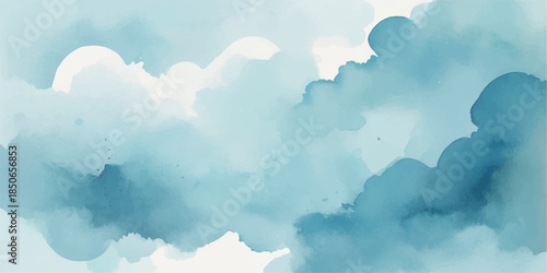 Beautiful white fluffy cumulus clouds against a bright blue sky on a sunny summer day