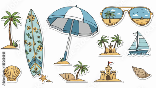 Summer Beach Vacation Elements Collection.