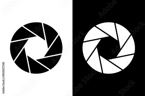 Camera Lens Diaphragm Vector Icon Set, Aperture Shutter Silhouette Design