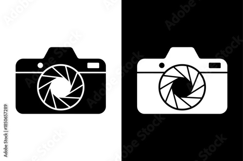 Camera Lens Diaphragm Aperture Icon Silhouette, Black Vector Shutter Design