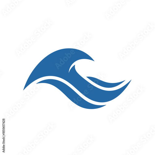 Dynamic Blue Ocean Wave Icon Vector Abstract Design Element for Water, Sea, and Energy Concepts