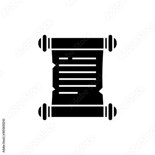 Ancient Papyrus Paper Scroll Icon, Historical Document Vector and Old Testament Manuscript