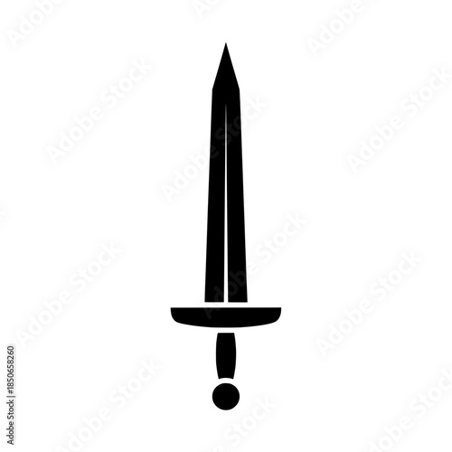 Ancient Roman Gladius Sword Icon, Medieval Knight Weapon Black Silhouette Vector