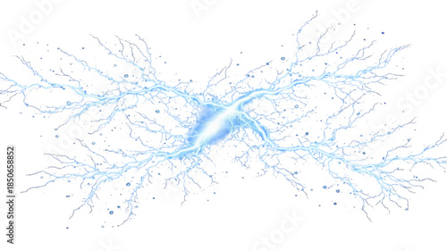 Abstract blue watercolor background with liquid water splashes and ink splatters on a white texture featuring a transparent wave design with blue paint drops and artistic bubble stains